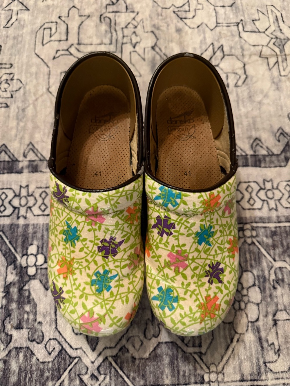 Dankso Vegan Pro Floral Fabric Clogs Shoes Womens EU 41 US 10.5 11